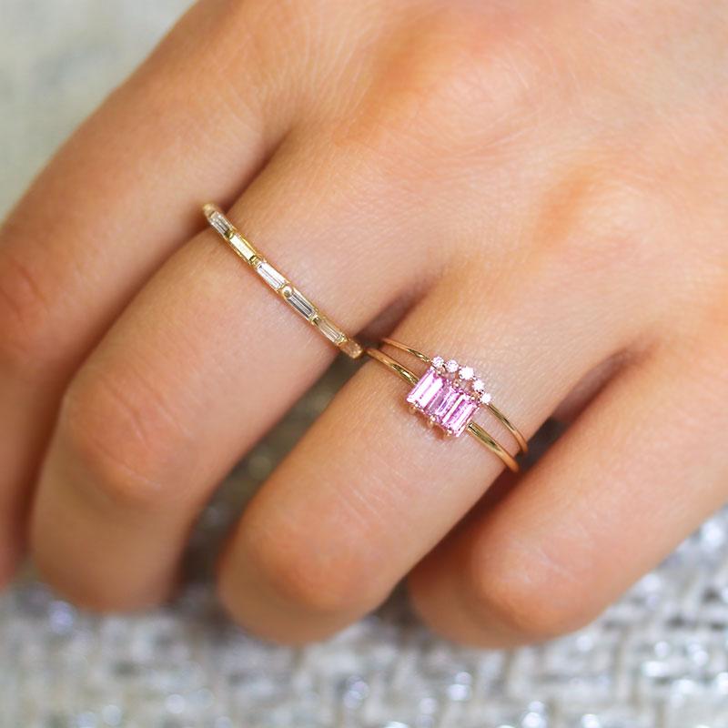 Eternity Baguette Diamond Band Ring for Women - 14K White Gold Wedding Anniversary Stackable Ring - Perfect for Bridal Jewelry, Engagement Gift & Special Occasions