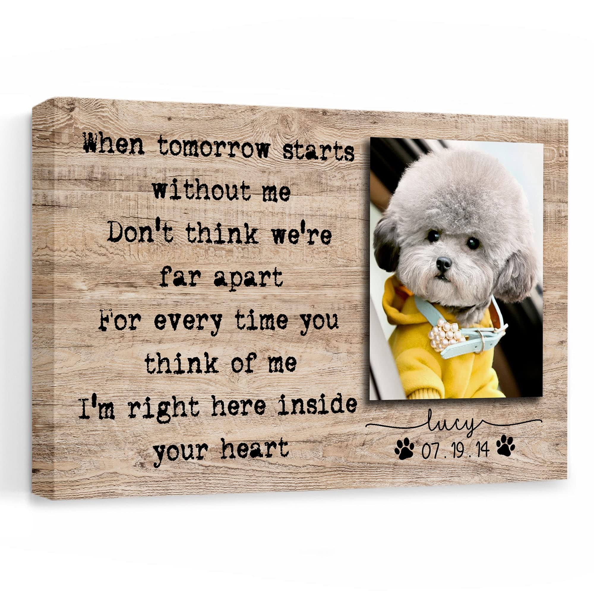 Personalized Pet Memorial Canvas - Custom Photo & Name Wall Art for Cat & Dog Loss - Sympathy Gift for Pet Lovers - Home Decor for Grieving Owners - Perfect for Living Room, Bedroom or Memorial Spaces