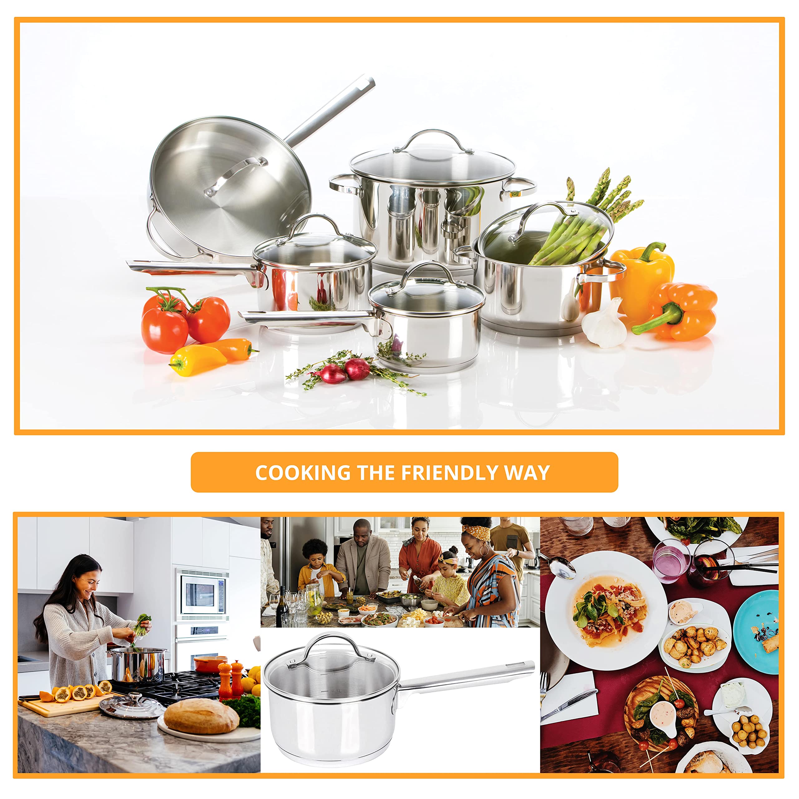 Strauss Tango 21 Quart Stainless Steel Stock Pot with Lid - Perfect for Soups, Stews & Large Family Cooking
