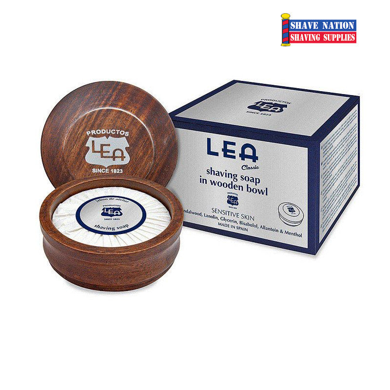 LEA Classic Shaving Soap in Elegant Wooden Bowl - Premium Men's Grooming Essential for Wet Shaving & Beard Care - Perfect Gift for Father's Day & Special Occasions