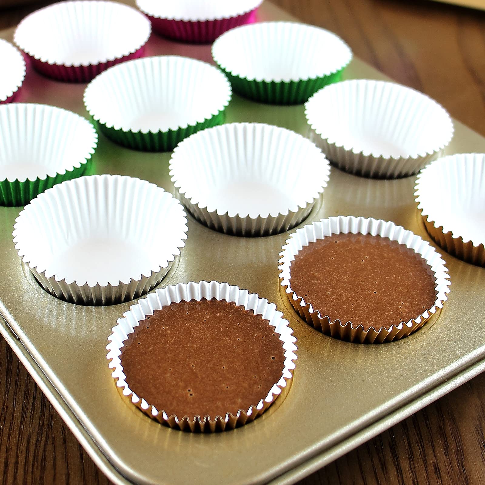 Eoonfirst Mini Gold Foil Cupcake Liners - 300 Pack Christmas Baking Cups for Muffins, Cupcakes & Desserts - Perfect for Holiday Parties, Baking Gifts & Home Decor