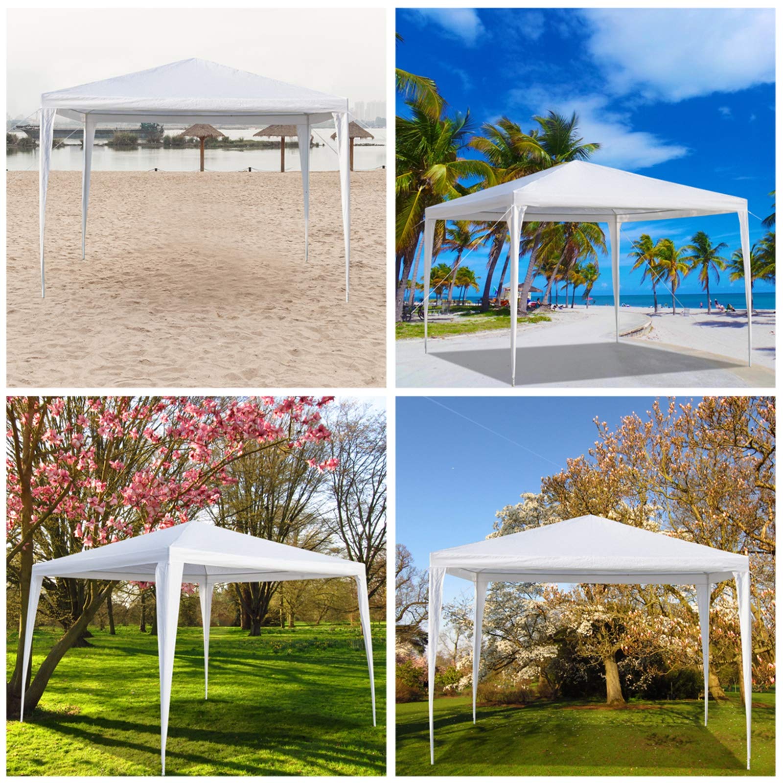 10' x 10' Waterproof Outdoor Party Tent - Heavy Duty Canopy Gazebo for Weddings, Camping, Beach BBQ & Backyard Events - Sun Shelter & Rain Protection for Patio, Garden & Outdoor Gatherings
