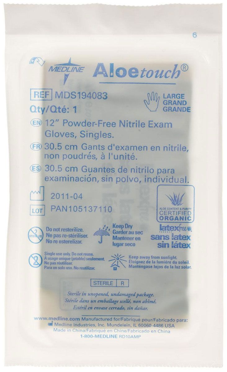 AloeTouch Sterile 12 Inch Powder-Free Nitrile Exam Gloves - Latex-Free Medical Gloves for Healthcare, Tattoo & Food Handling - Box of 100 Disposable Protective Gloves