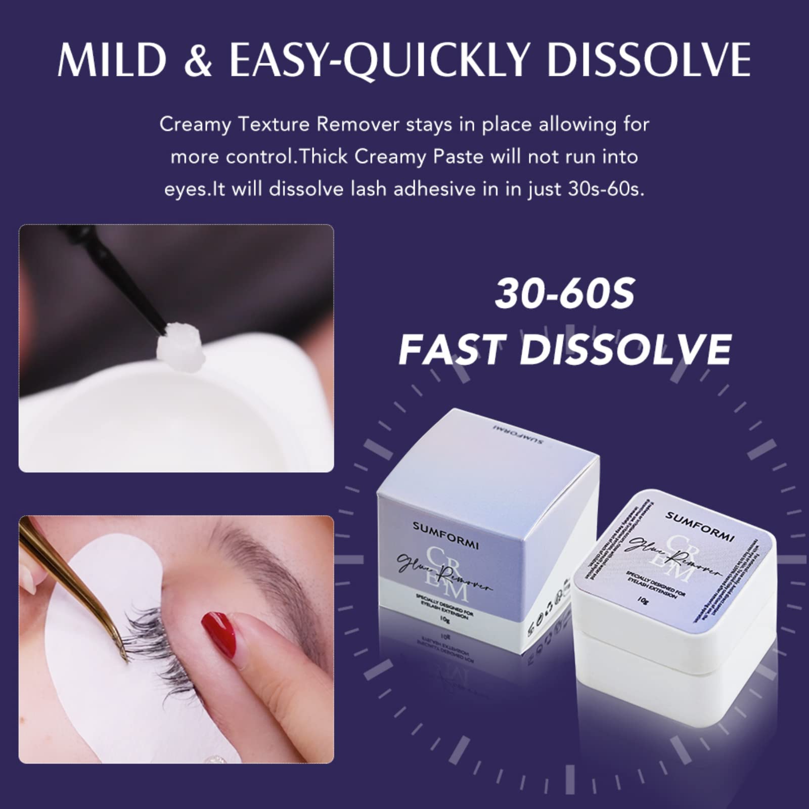 Professional Eyelash Extension Remover Cream - Fast Acting 30-60s Lash Glue Dissolver, Safe & Low Irritation for Sensitive Skin - 10g | Perfect for Salon Professionals & At-Home Lash Care