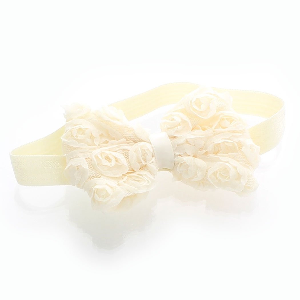 Lello Girls Fabric Rose Bow Headbands 2 Pack - Cute Hair Accessories for Kids, Toddlers & Babies - Perfect for Parties, Photos & Everyday Wear