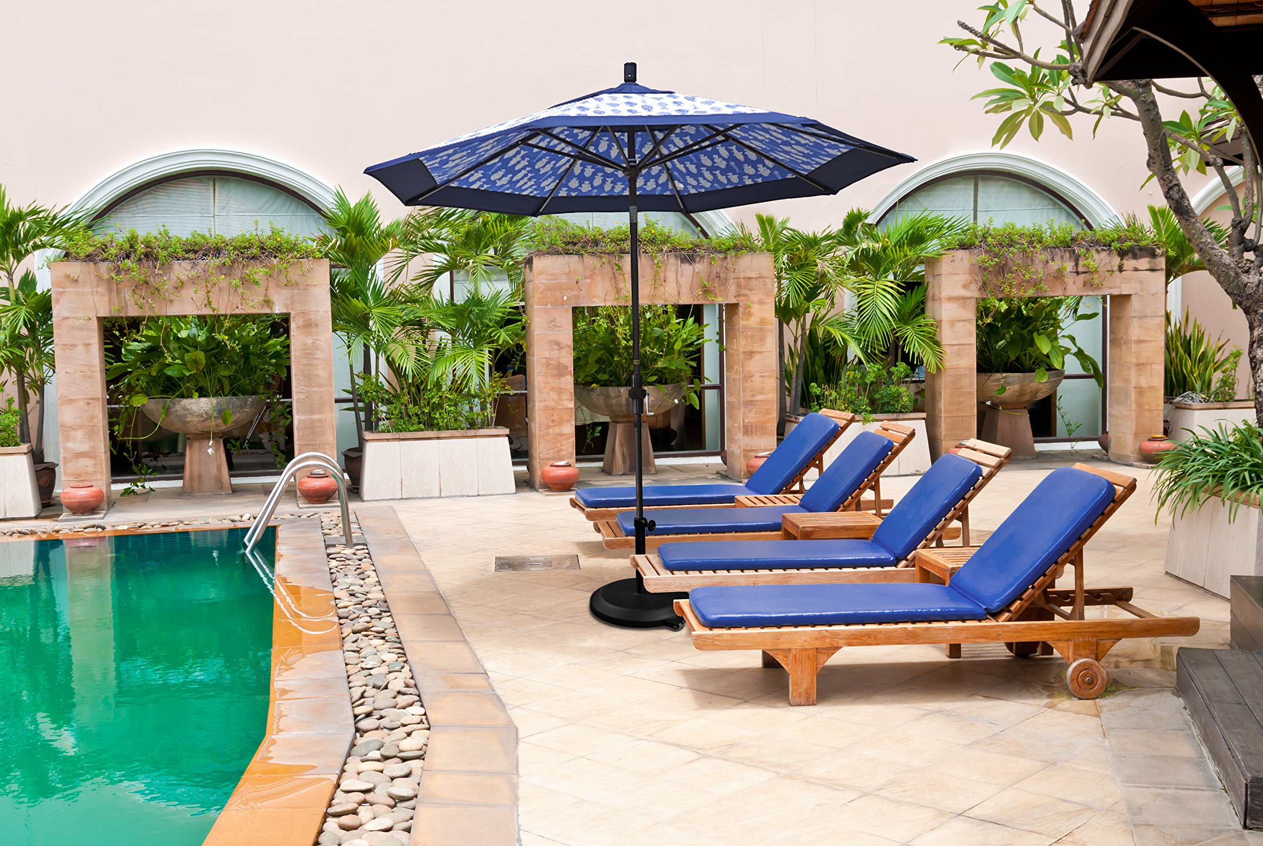 9' Round Aluminum Market Umbrella with Crank Lift & Tilt - Sunbrella Natural for Patio & Outdoor Dining