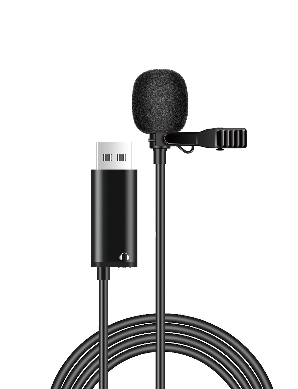 Professional USB Lavalier Microphone - 6.6FT Omnidirectional Condenser Lapel Mic with 3.5mm Headphone Jack for Crystal Clear Audio Recording | Perfect for YouTube, Podcasting, Live Streaming, Interviews, Gaming (PC/Mac/Computer Compatible) | Ideal for Content Creators, Online Teachers & Remote Workers