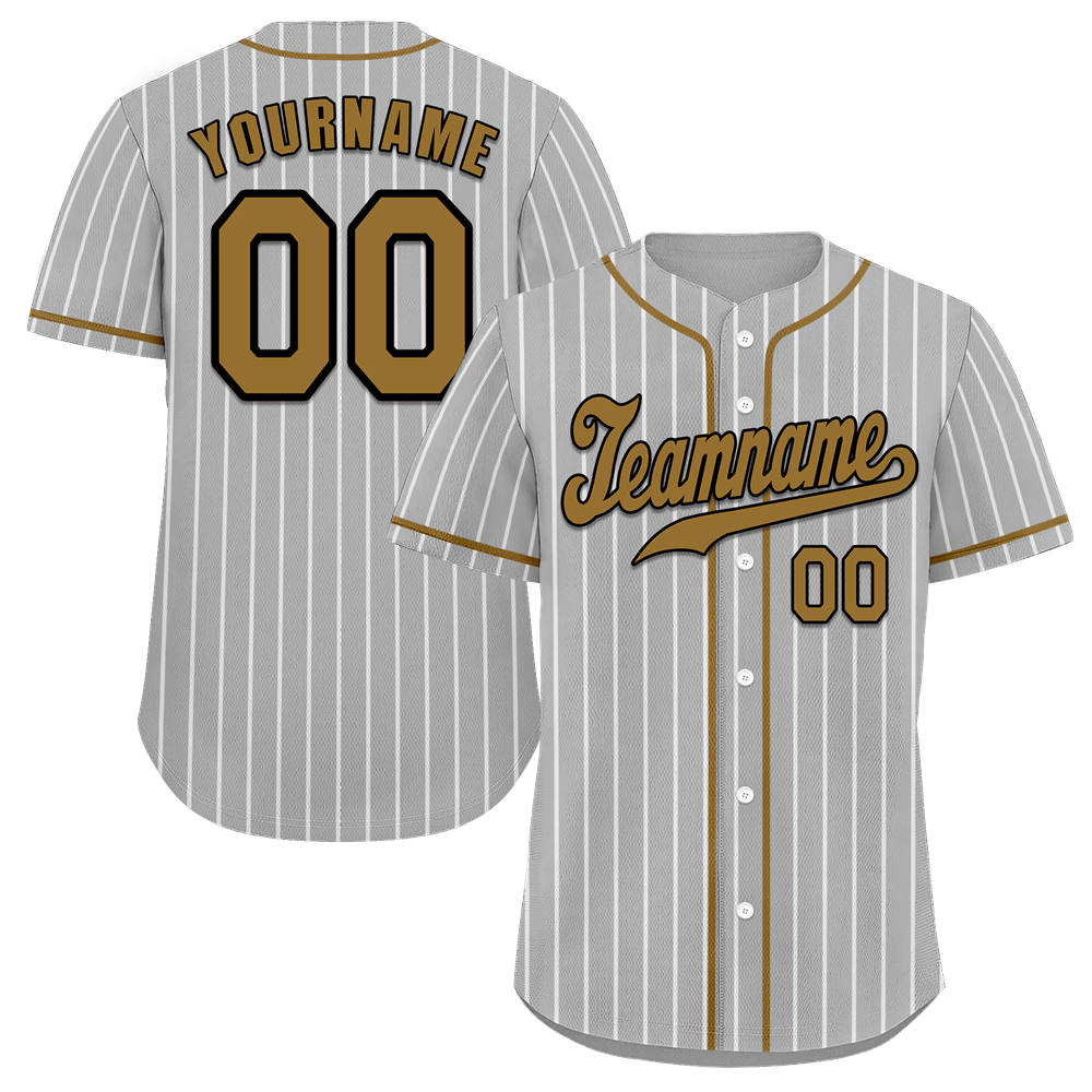 Custom Grey Stripe Fashion Orange Authentic Baseball Jersey - High-Quality Personalized Baseball Uniform for Men & Women - Perfect for Games, Team Sports, and Fan Apparel