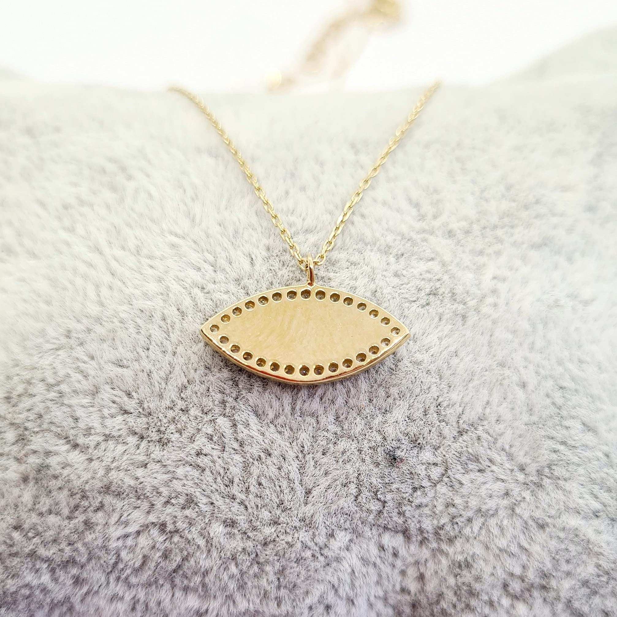 14K Real Solid Gold Mother of Pearl Evil Eye Pendant Necklace for Women - Turkish Nazar Boncuk Protection Jewelry - Elegant Good Luck Gift for Her (Birthday, Christmas, Anniversary) | Perfect for Everyday Wear, Special Occasions & Spiritual Protection