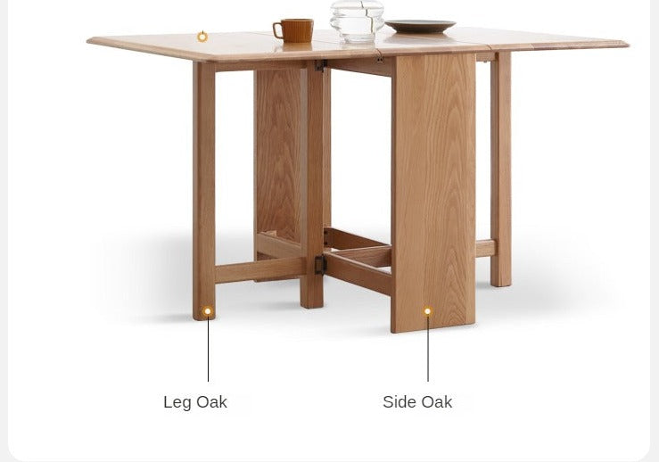 **Solid Oak Wood Extendable Dining Table - Expandable for 6 to 8 Seats - Perfect for Small Spaces & Entertaining Guests**