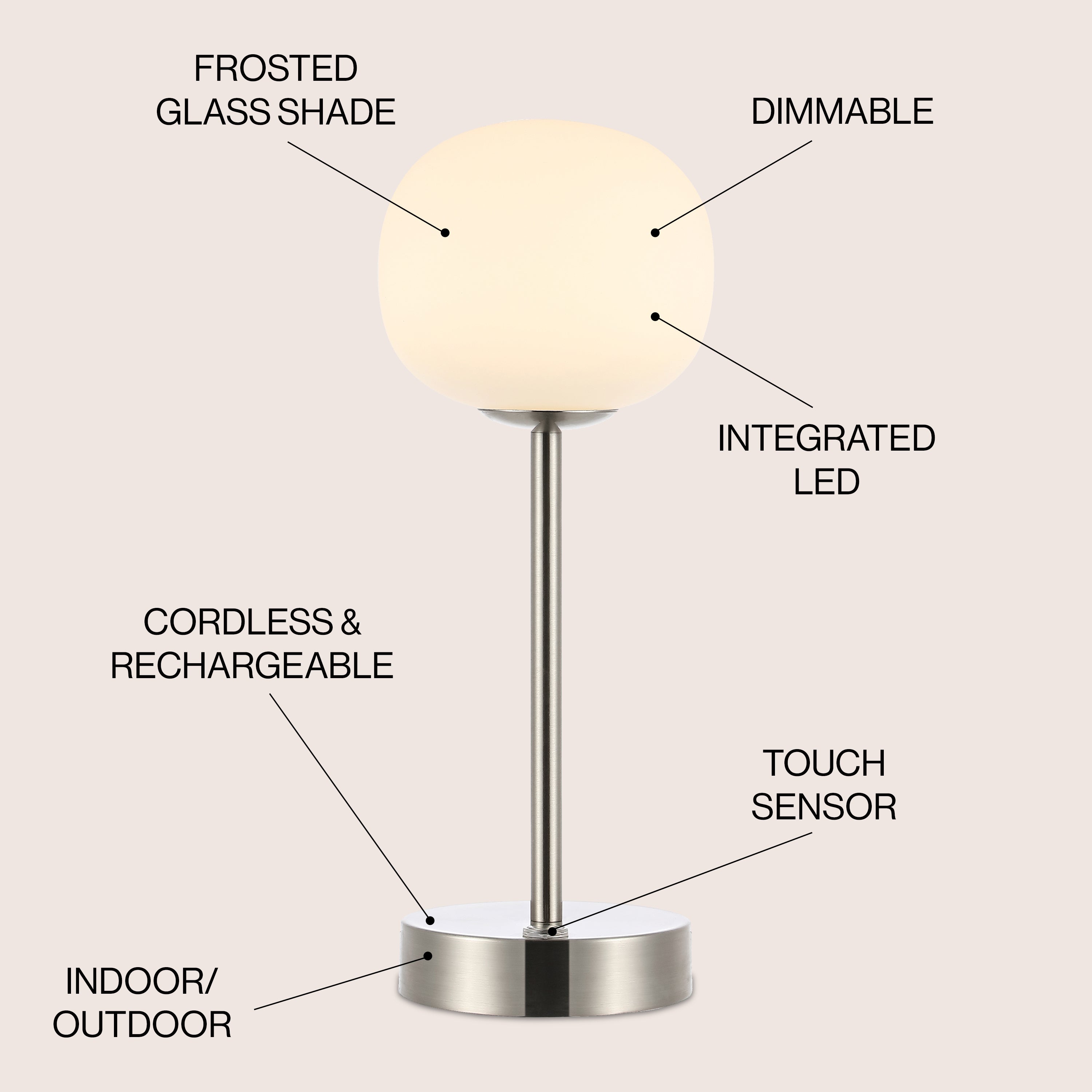 Modern Minimalist Iron Rechargeable LED Table Lamp - 12.25
