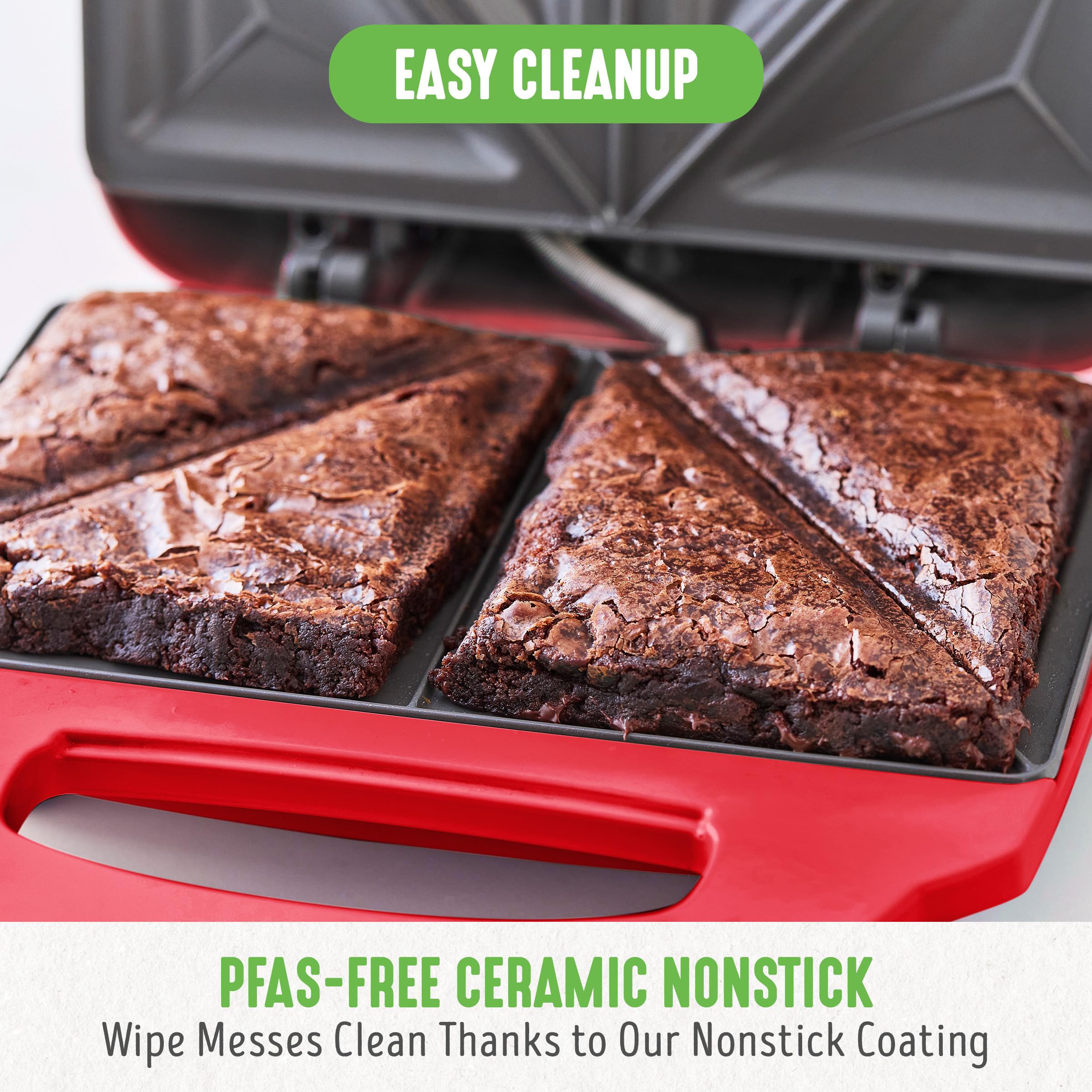 GreenLife Pro Electric Panini Press Grill & Sandwich Maker - Healthy Ceramic Nonstick Plates, PFAS-Free, Easy Indicator Light - Perfect for Grilled Cheese, Paninis, Sandwiches & Breakfast Cooking (Red)