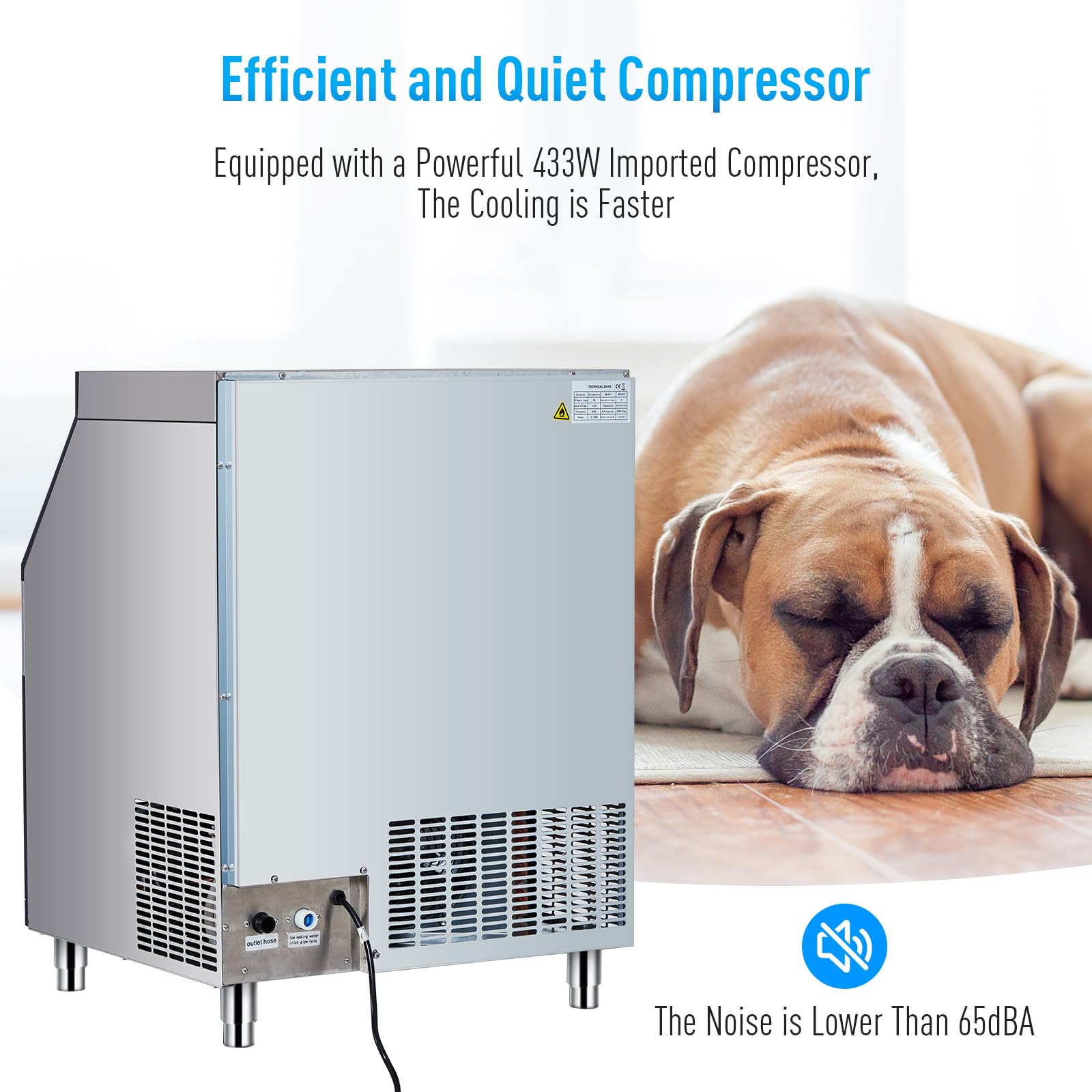 Zstar Commercial Ice Maker Machine - 300LBS/24H Under Counter Ice Maker with 150LBS Storage, Self-Cleaning Stainless Steel, Freestanding Undercounter Large Capacity Ice Machine for Restaurant, Bar, Cafe, Hotel, Party & Commercial Use
