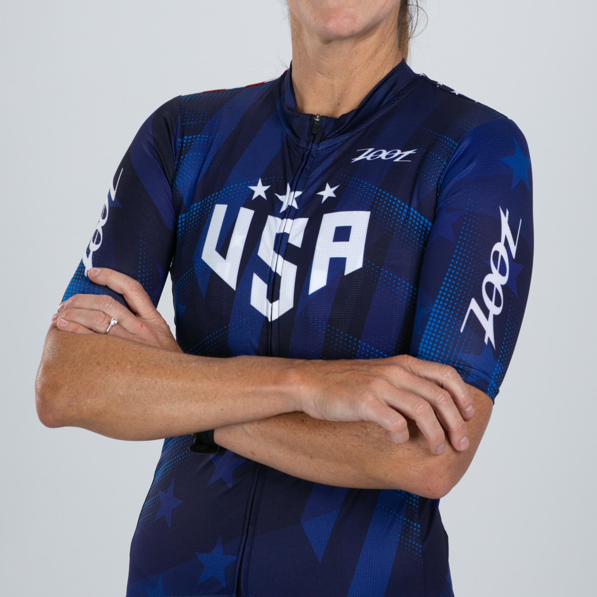 Women's Limited Edition Cycling Aero Jersey - Red White Blue (RWB) | High Performance Bike Jersey for Road Racing & Training | Lightweight & Breathable for Comfortable Rides