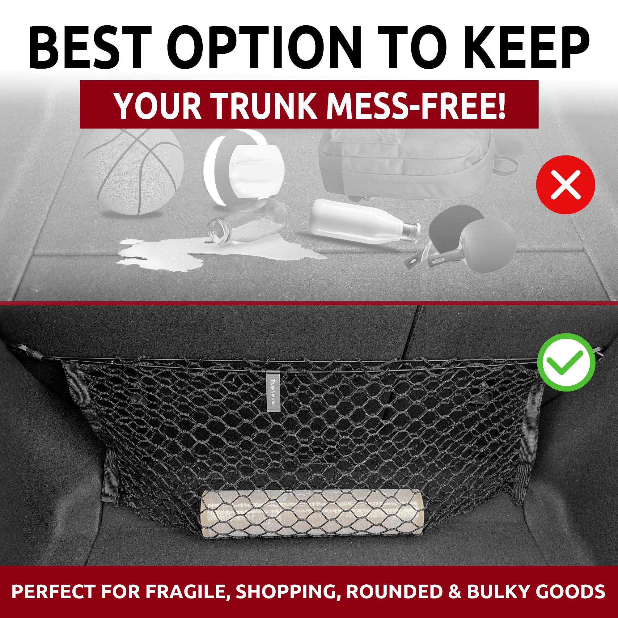 2022-2025 Honda Civic Rear Seat Elastic Trunk Cargo Net - Premium Envelope Style Storage Organizer for Hatchback Cars | Perfect for Road Trips, Grocery Hauling & Luggage Security