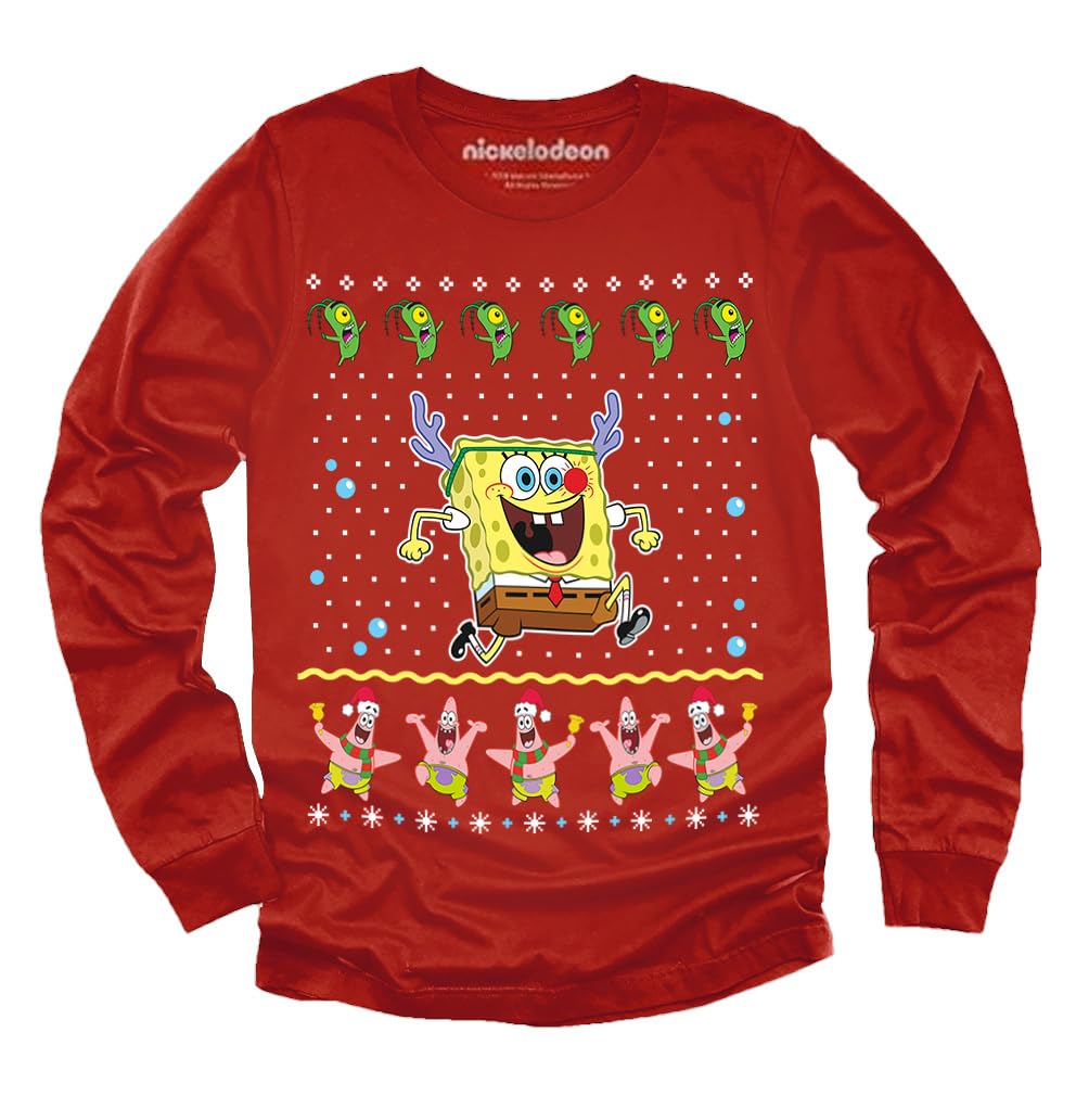 Spongebob Christmas Shirt for Kids - Fun Holiday Tacky Sweater Style Xmas Sweatshirt for Toddler Boys & Girls | Perfect for Ugly Christmas Parties & Family Photos