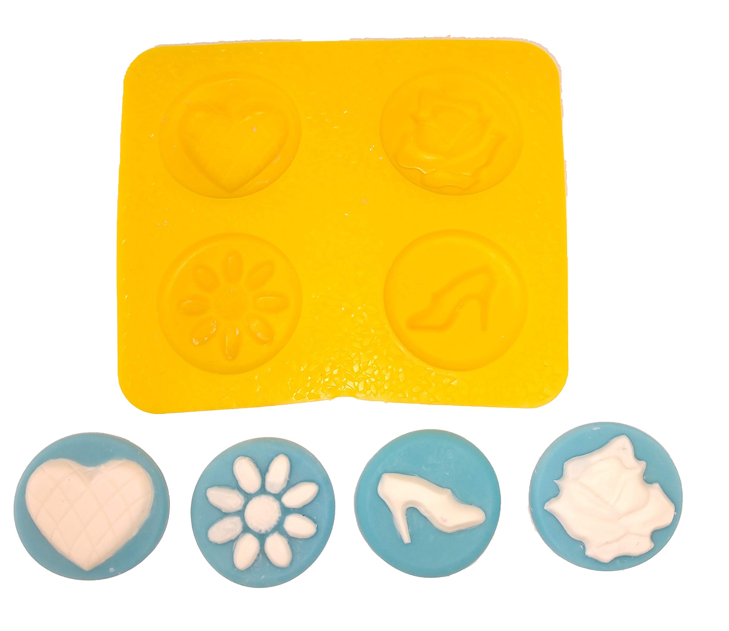 4-Cavity Flexible Silicone Mold Set - Rose, Heart, Daisy & Shoe Shapes for Cream Cheese Mints, Chocolate, Fondant, Candy Making | Perfect for Bridal Showers, Baby Showers, Birthday Parties & DIY Desserts