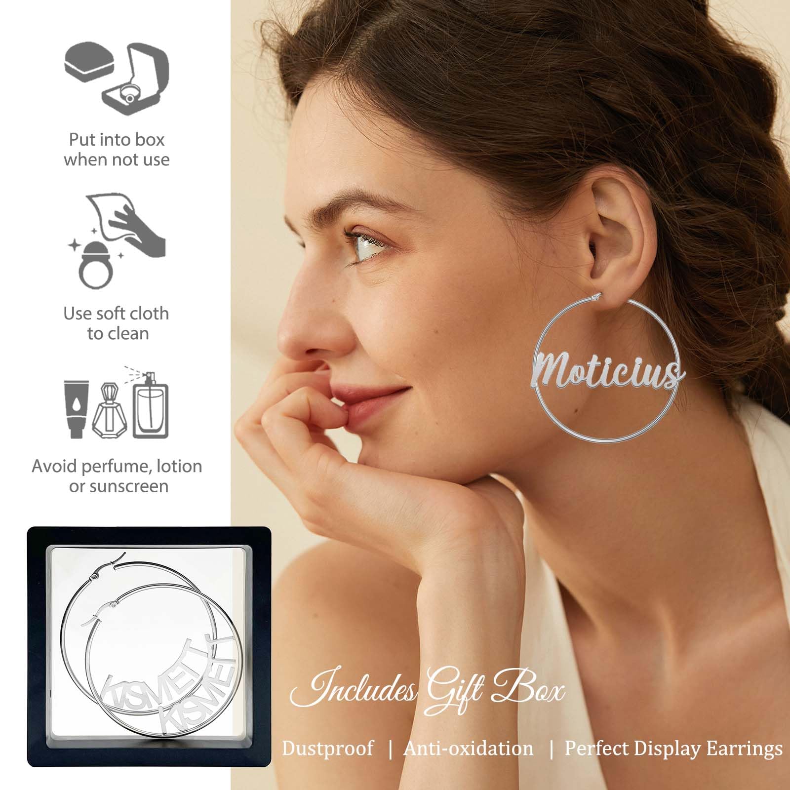 Personalized Name Hoop Earrings for Women - Hypoallergenic Custom Large Hoops - Sensitive Ear Friendly Jewelry - Perfect Gift for Birthday, Christmas & Special Occasions - Great for Parties, Weddings and Everyday Wear