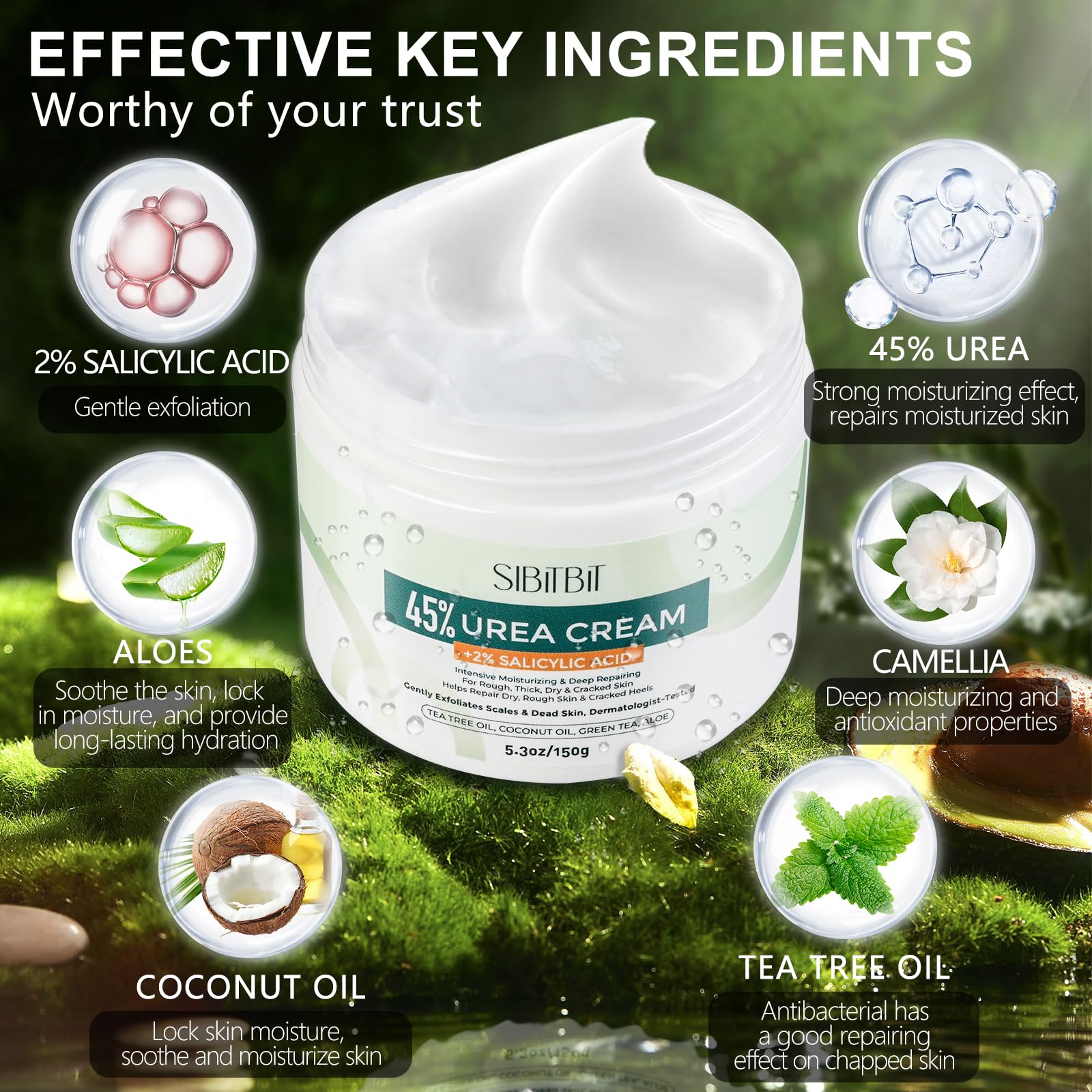 Urea Cream 45% with 2% Salicylic Acid - Maximum Strength Foot Moisturizer for Dry Cracked Heels, Hands & Feet - Dead Skin & Callus Remover - 5.29 oz with Foot Files & 10 Pairs Foot Mask Covers - Ideal for Pedicures, Foot Care & Cracked Heel Treatment