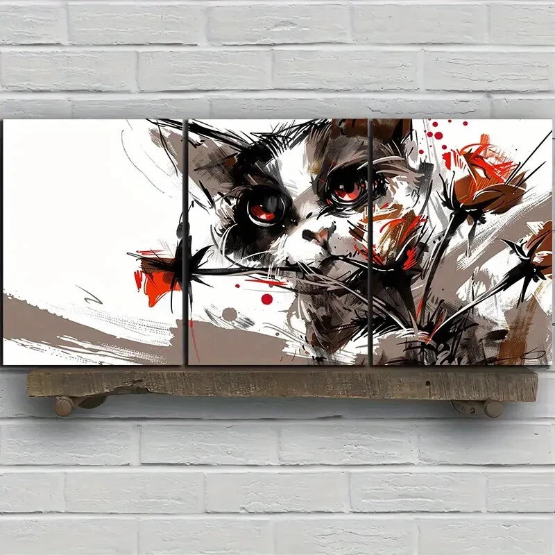 3-Piece Abstract Cat Modern Decorative Metal Wall Art - Ready to Hang Contemporary Home Decor for Living Room, Bedroom & Office