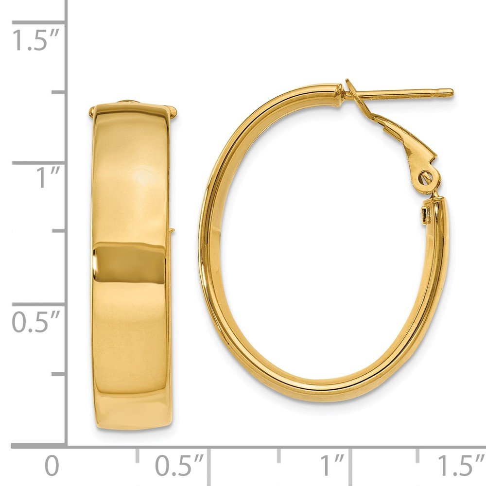 14K Solid Yellow Gold Oval Hoop Earrings for Women - Elegant Everyday & Special Occasion Jewelry Gift