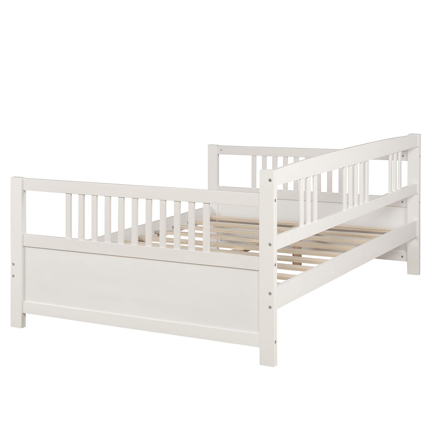P PURLOVE Multifunctional Wood Full Size Daybed - Convertible Sofa Bed Frame for Kids & Adults, Modern Sleeper for Bedroom, Living Room & Guest Room - Perfect for Small Spaces, Sleepovers & Home Office Napping