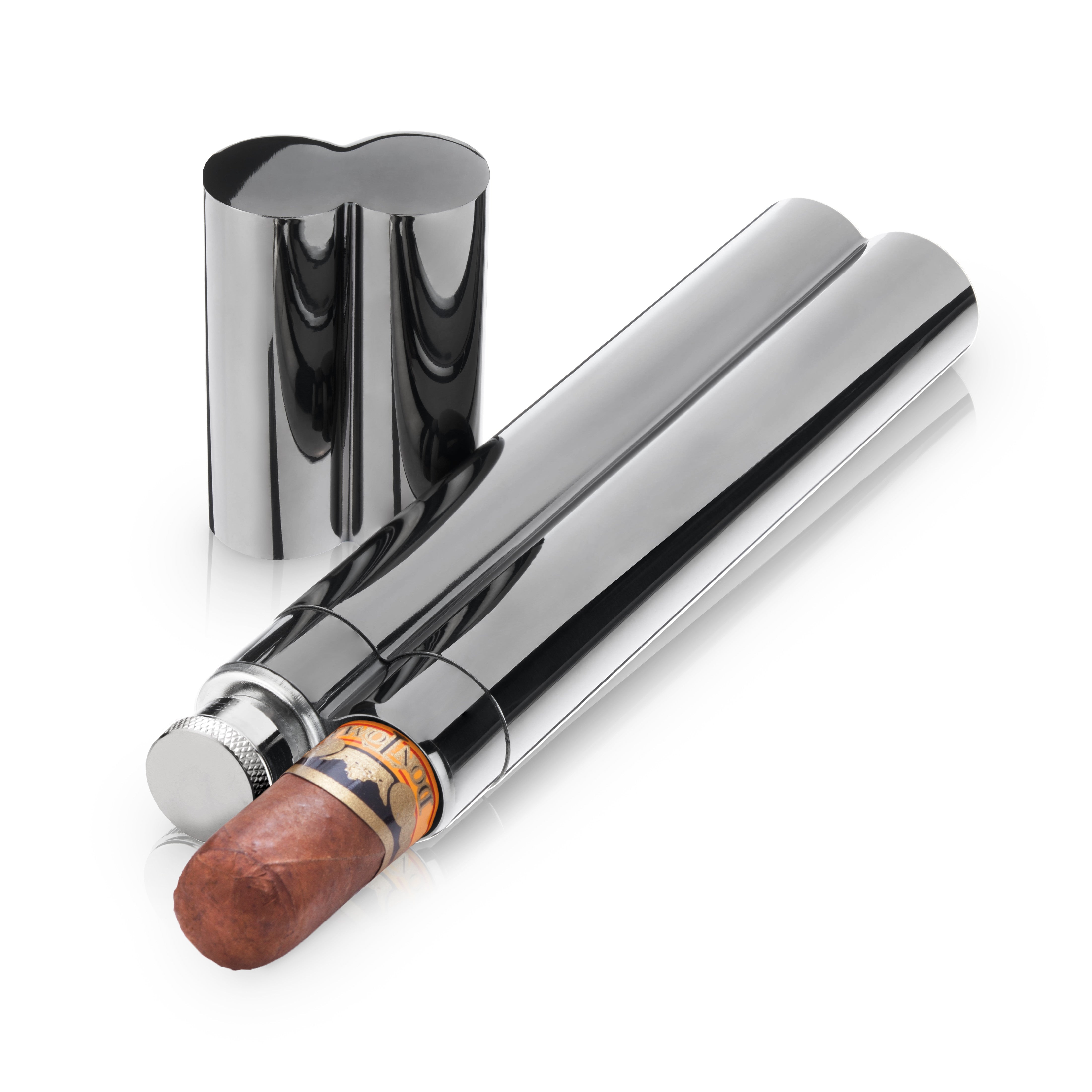Premium Warren Cigar Holder & Flask Set - Stainless Steel Cigar Case with Leakproof Liquor Flask - Perfect for Outdoor Adventures, Camping, Golfing & Gifts for Men
