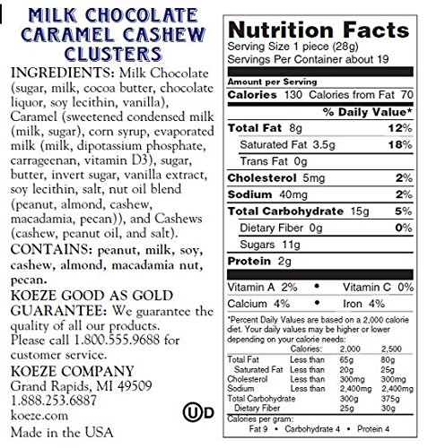 Delicious Milk Chocolate Caramel Cashew Clusters - 8oz Gourmet Snack Box for Gifts, Parties & Dessert Platters | Premium Chocolate Covered Nuts Treats