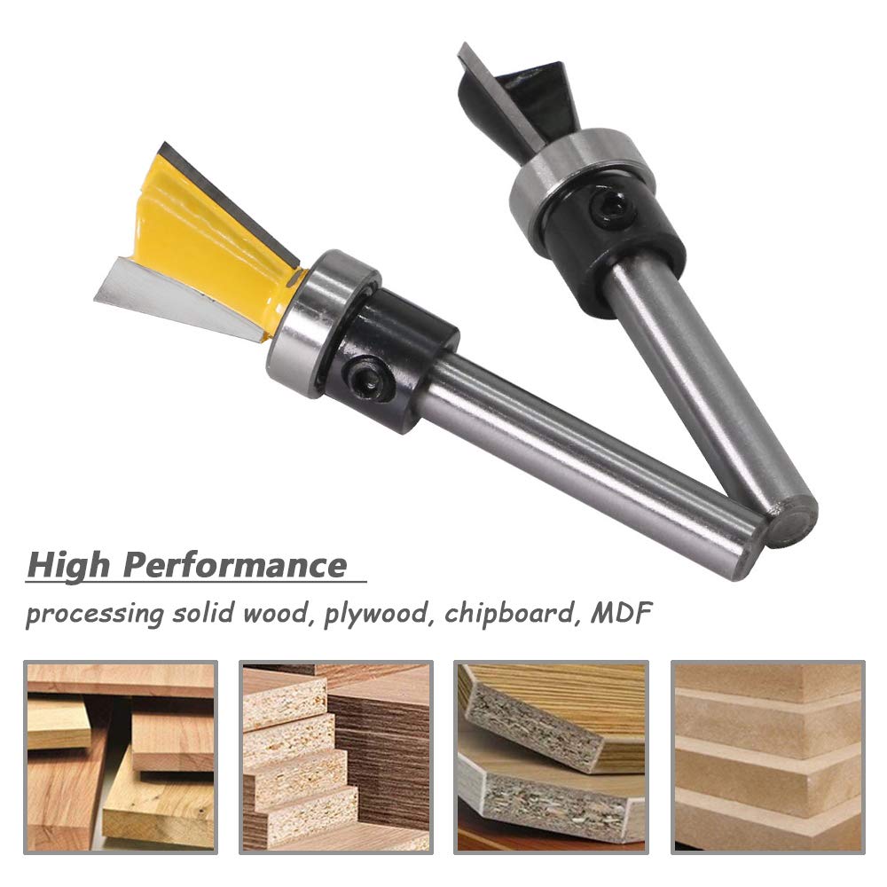 Mesee 2Pcs Dovetail Joint Router Bits Set - 1/4 Inch Shank Woodworking Milling Cutter Tools for Furniture, Wardrobe & Cabinet Making - 1/2