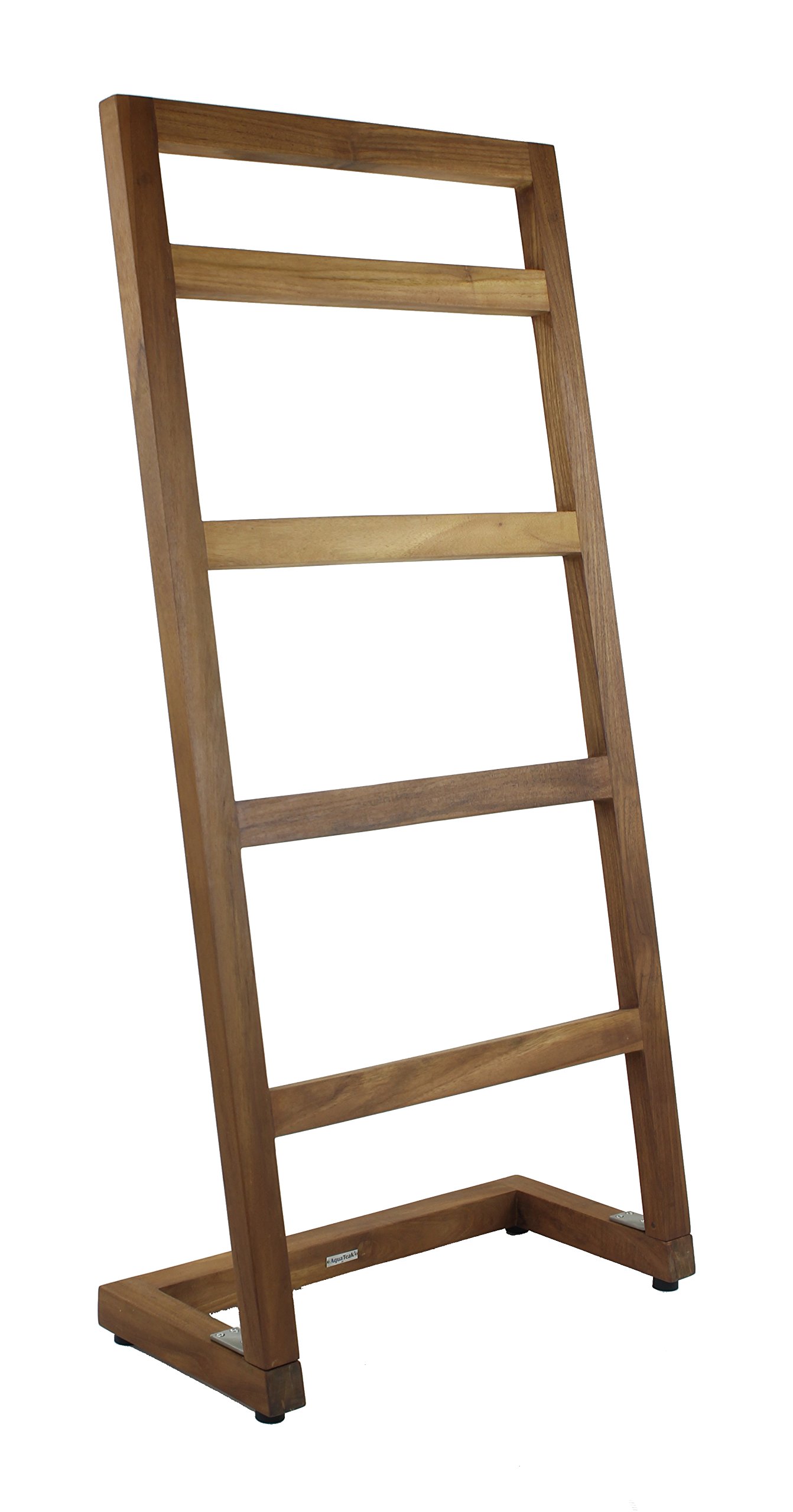 AquaTeak Patented Sula Angled Teak Towel Stand - Premium Bathroom Organizer for Spa, Poolside & Luxury Home Decor