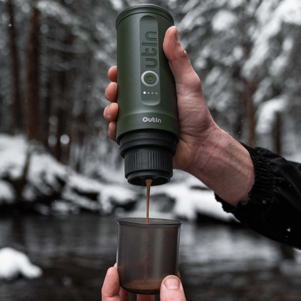Outin Nano Portable Espresso Maker - Compact Travel Coffee Machine for Camping, Office & Home Use - Fast Brewing Handheld Espresso Maker with USB Charging