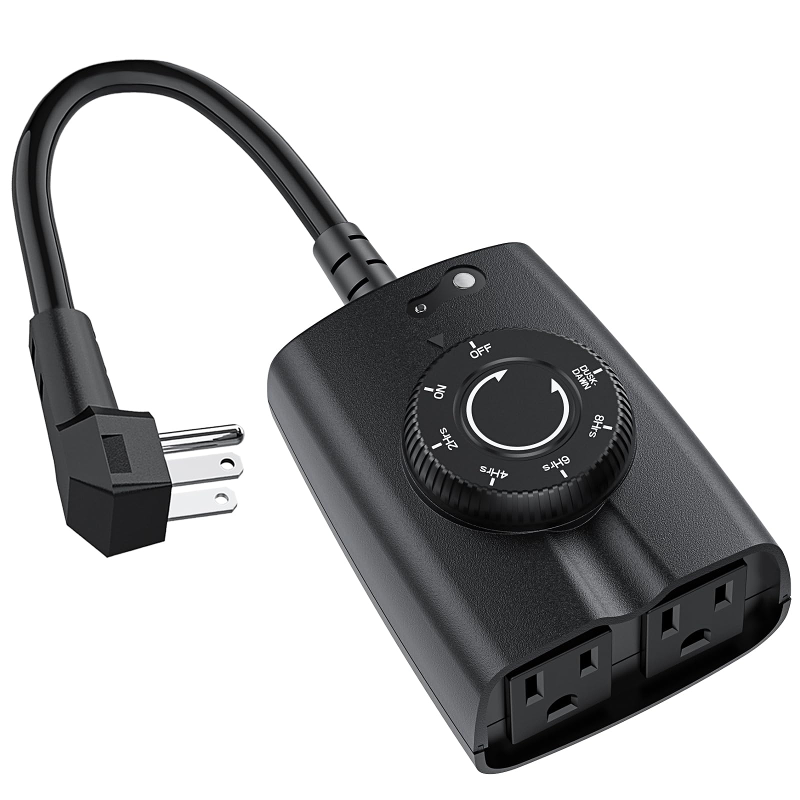 Outdoor Timer Outlet Waterproof with Photocell Sensor - Dusk to Dawn & Countdown Timer for Christmas Lights, 2 Grounded Outlets, 15A 1/2HP, CSA Certified - Perfect for Holiday Decorations, Landscape Lighting & Outdoor Electrical Devices