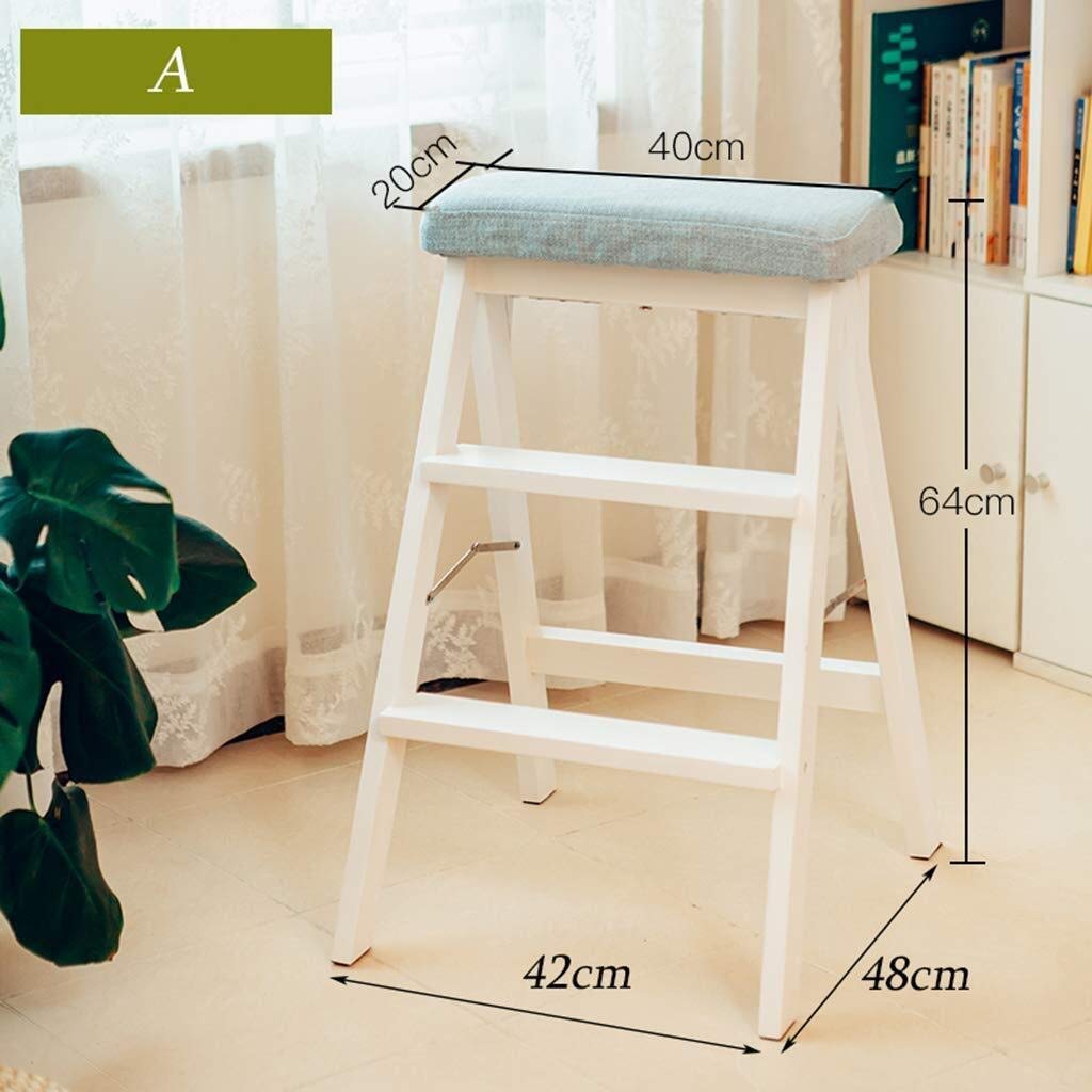 LUDIST 3-Step Wooden Folding Step Stool - Solid Wood Indoor Climbing Stool for Living Room, Balcony, Patio - Compact & Portable for Home, Office, Garden Use