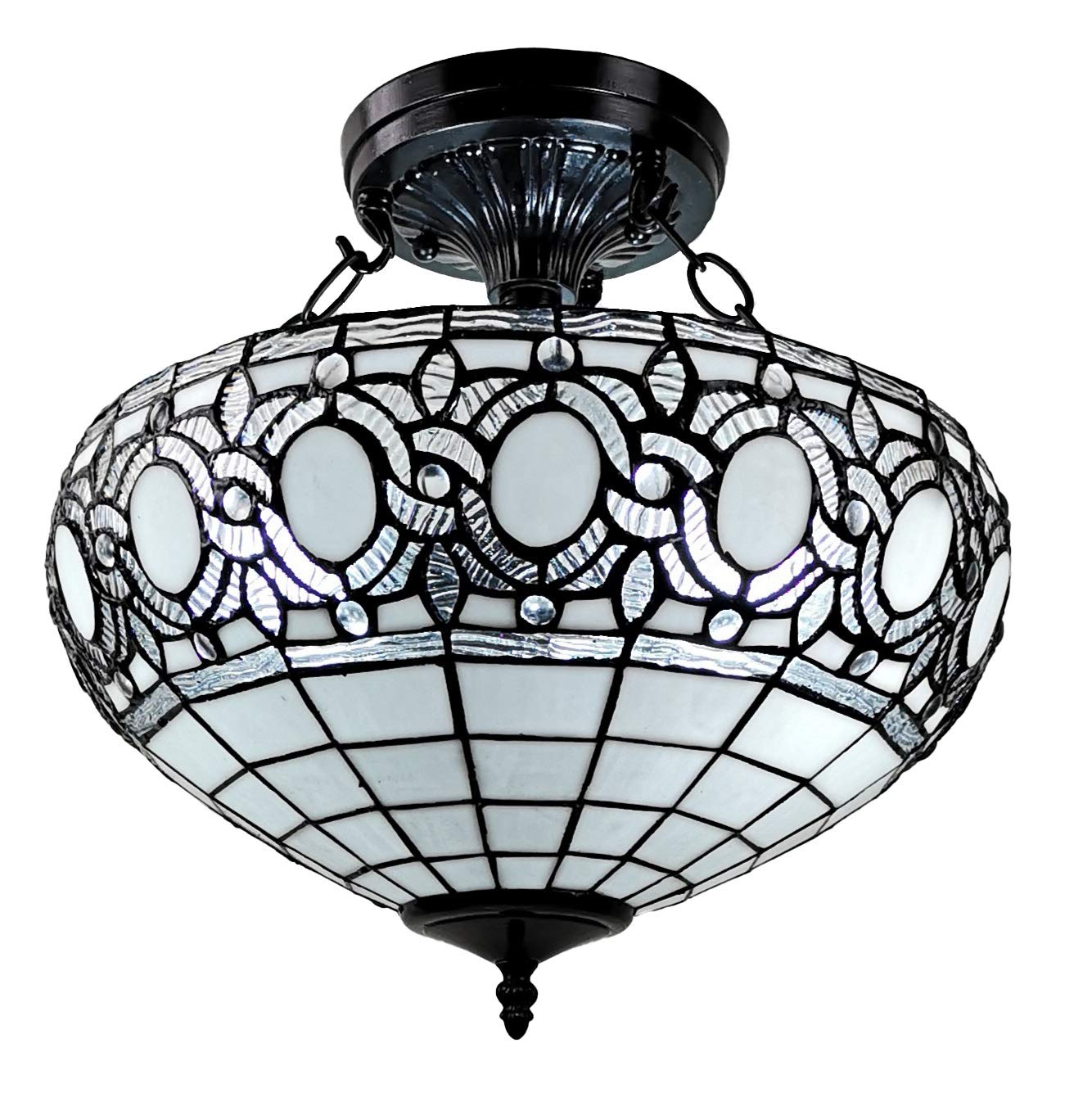 Tiffany Style Semi-Flush Mount Hanging Lamp - 16