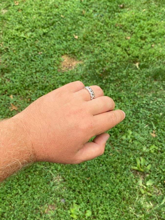 HarlemBling 925 Sterling Silver Cuban Link Ring for Men & Women - Wedding Band, Pinky or Any Finger - Real Solid Silver Jewelry - Perfect for Gifts, Parties & Everyday Wear