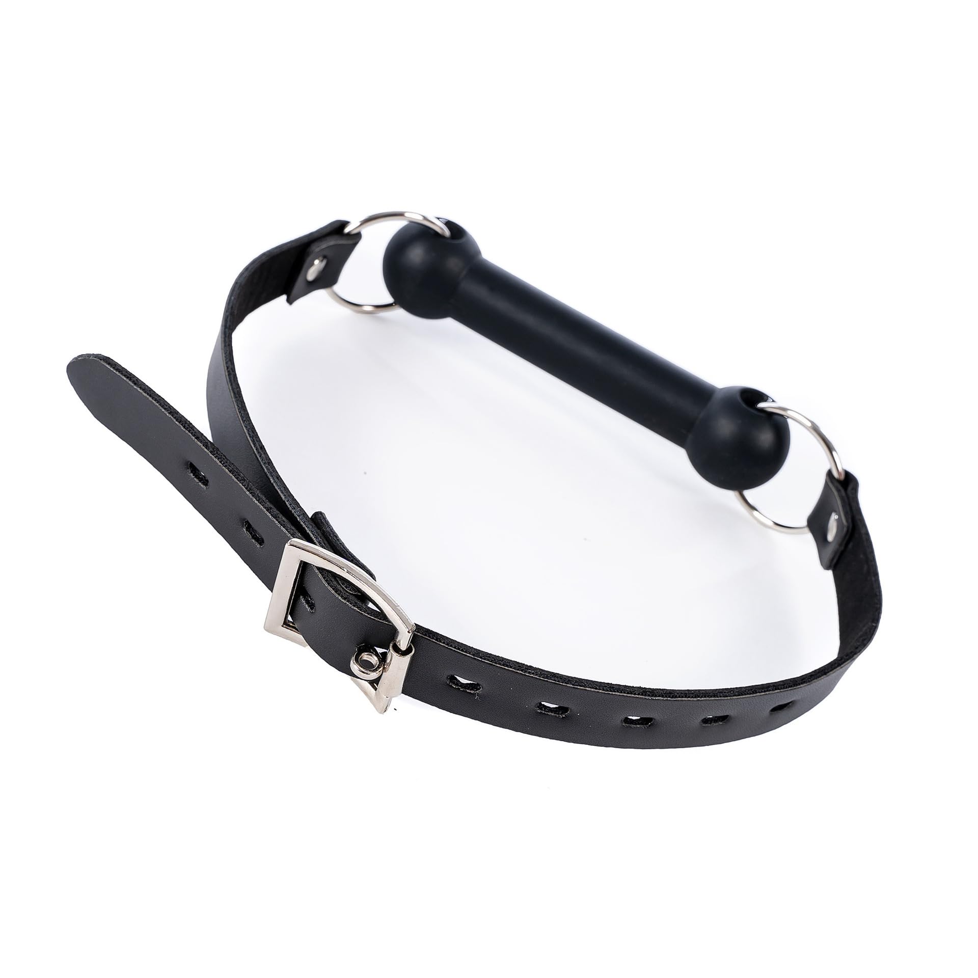 Adjustable Silicone BDSM Gag Muzzle - Open Mouth Bondage Restraint Toy for Couples, Breathable Bite Bar for Adults (Black) - Perfect for Role Play, BDSM Scenes & Spicy Bedroom Fun