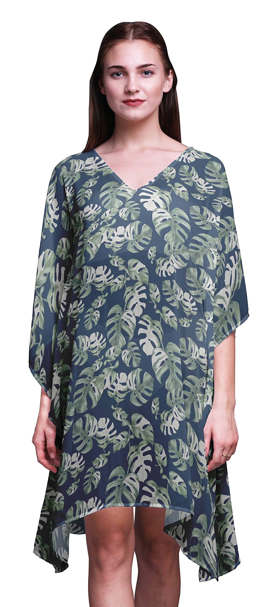 Bimba Women's Short Caftan Midi Dress - Beach Cover Up, Swimwear Cover Up, Summer Kaftan Dress for Pool, Vacation & Boho Style Outfits