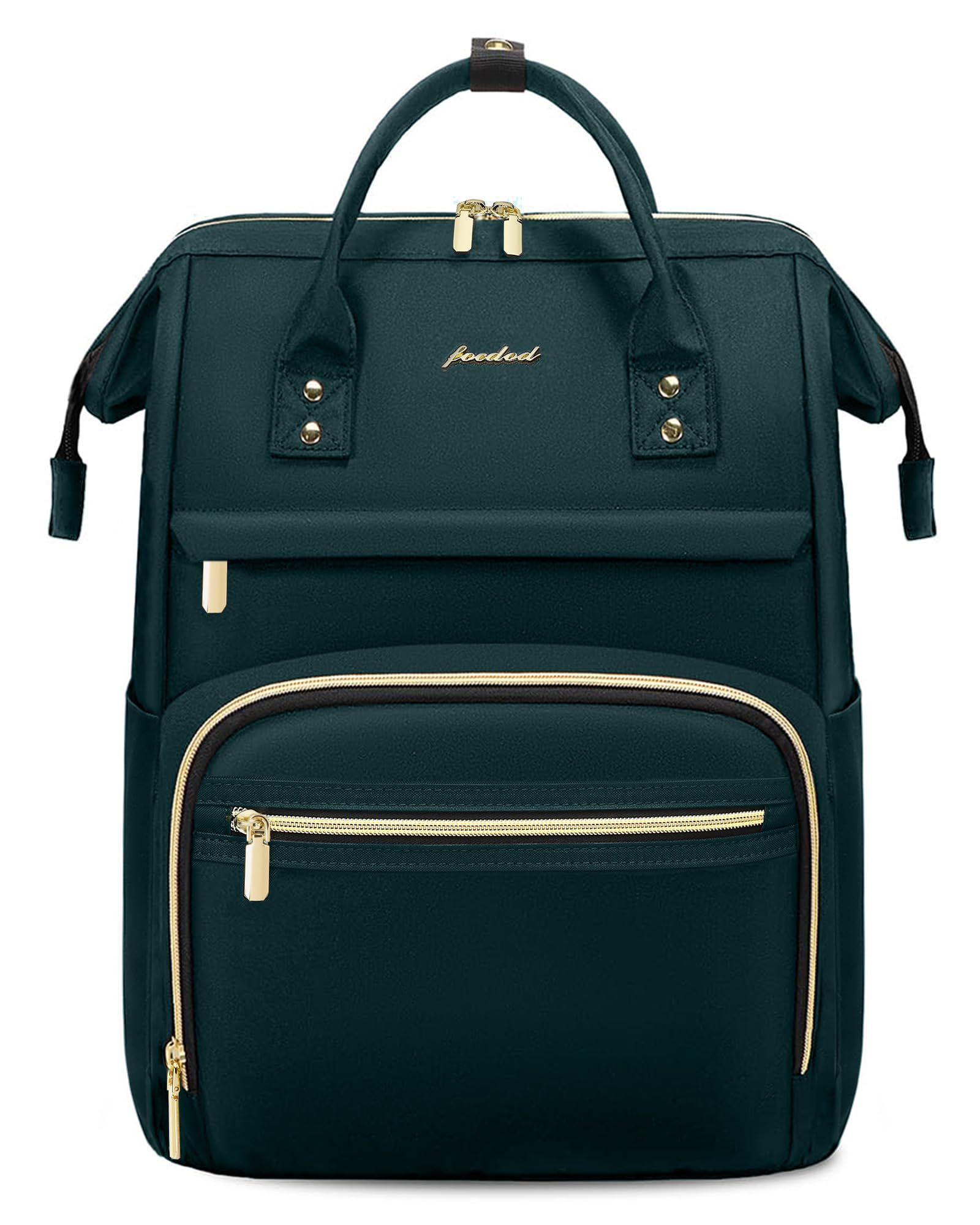 Professional Women's Laptop Backpack - 15.6 Inch Waterproof Work Bag with USB Port, Dark Green Travel Backpack for Nurse, Teacher, Office, and College Students