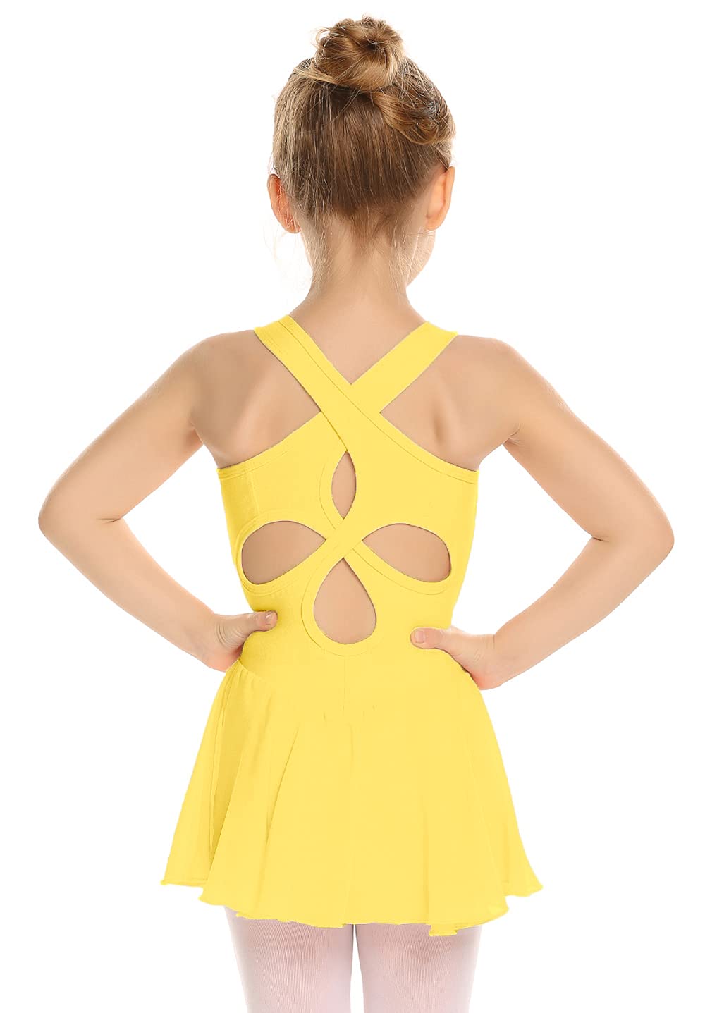 Arshiner Girls Ballet Leotard with Skirt - Sleeveless Dance Dress for Kids - Hollow Back Design - Perfect for Ballet Class, Recital & Performance