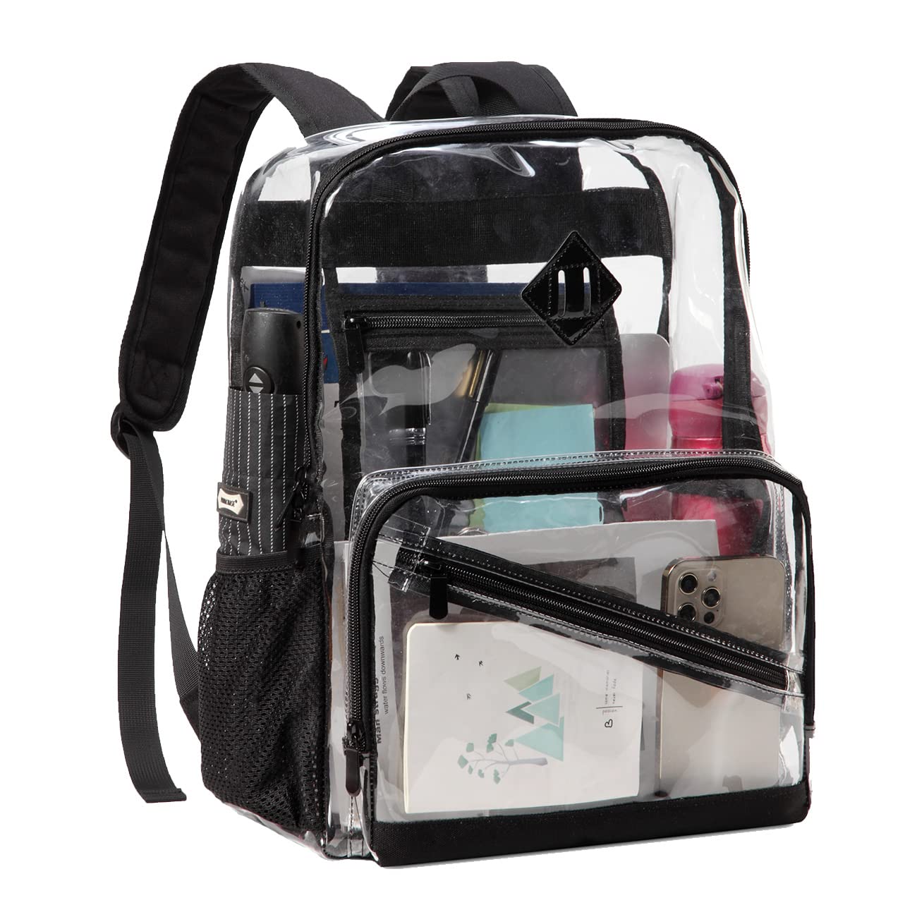 Kasqo 15.6 Inch Clear Backpack - Heavy Duty PVC Transparent School Backpack for College, Work & Travel | Stadium Approved See Through Backpack | Perfect for Sports Events, Airport Security & Daily Commute