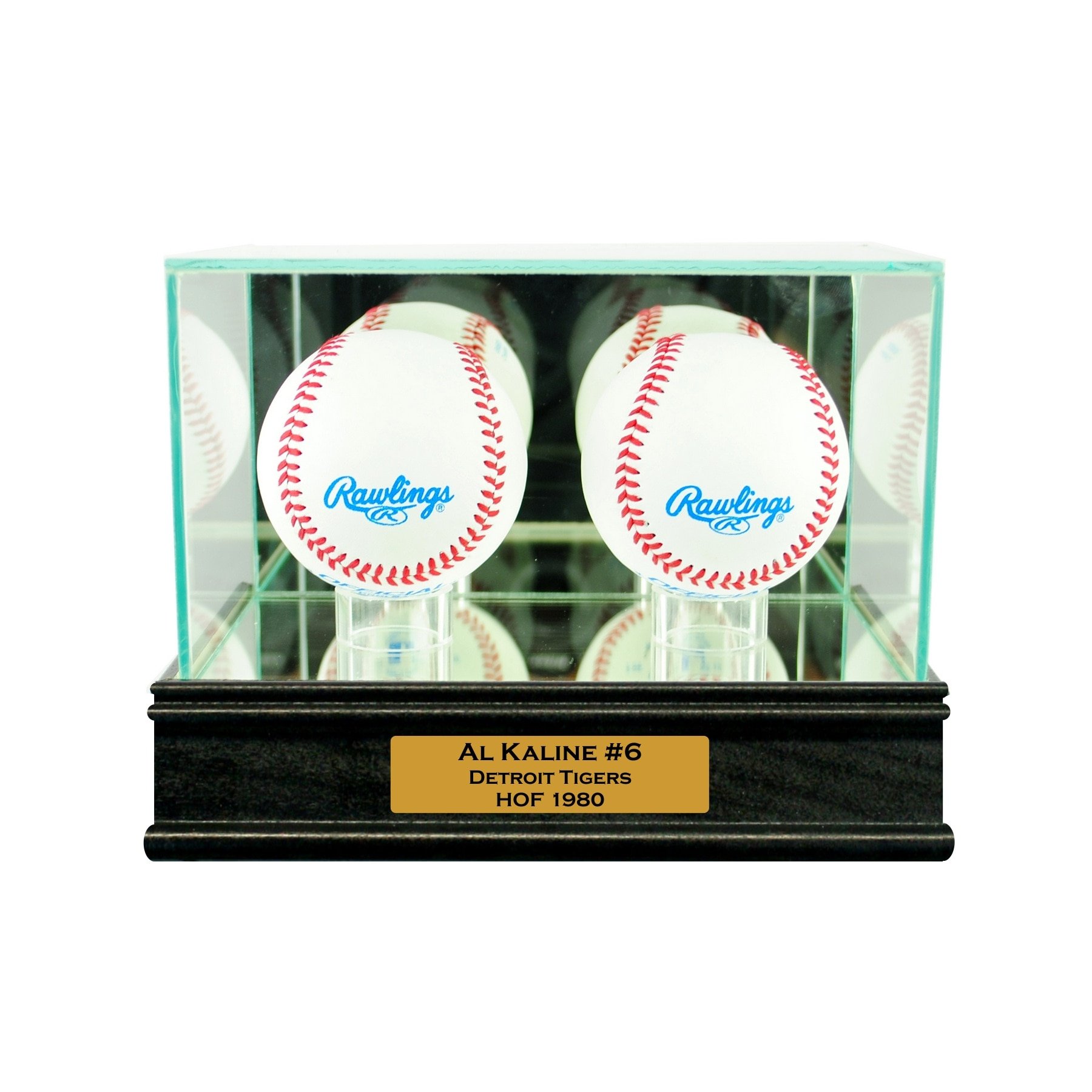 Premium Double Baseball Display Case with Engraving & UV Protection Glass - Perfect for Showcasing Autographed Baseballs in Home, Office or Sports Memorabilia Collections