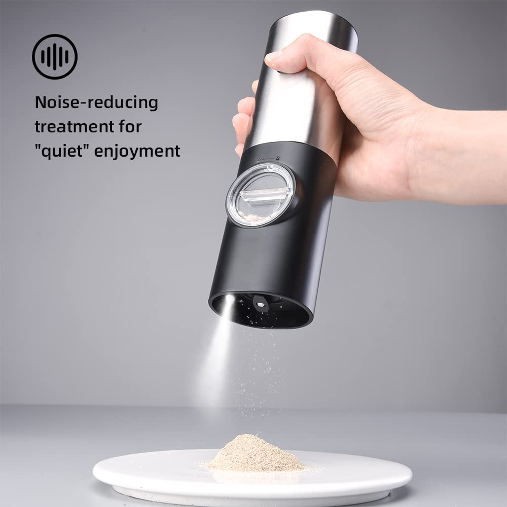 Premium Electric Salt and Pepper Grinder Set - Rechargeable Stainless Steel Spice Mill with Ceramic Blades, Adjustable Coarseness & LED Light - Perfect for BBQ, Cooking, Dining Table & Kitchen Use