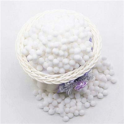 Dalab Mini Fluffy 8mm White Pom Poms - Soft Round DIY Craft Pompoms for Sewing, Kids Toys, Home Decor, Gift Wrapping & Party Supplies (20g, 16-Pack)