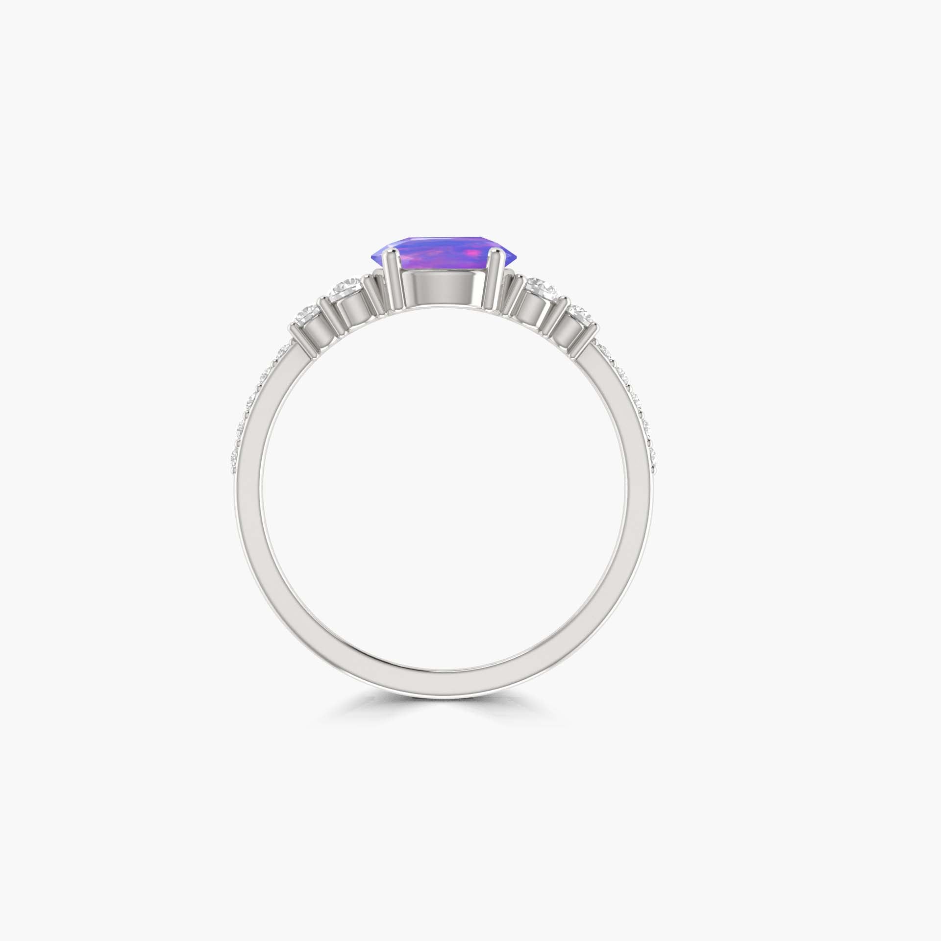 Dainty Round Lavender Fire Ethiopian Opal Wedding Ring - Elegant Engagement & Promise Ring for Women, Perfect for Bridal, Anniversary & Special Occasions
