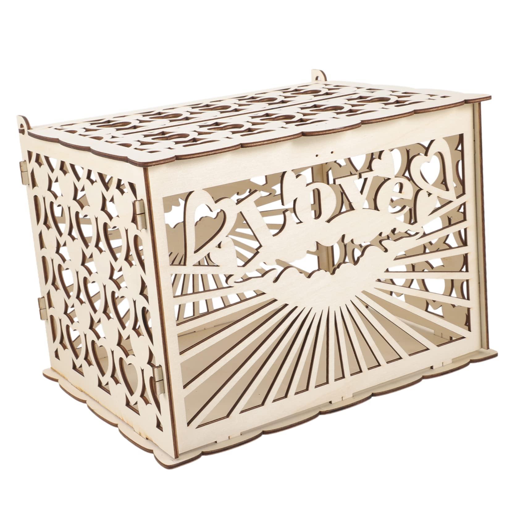 Handmade Wooden Wedding Card Box - Decorative Carving with Large Storage Space for Cards, Envelopes & Money Gifts | Perfect for Wedding Receptions, Bridal Showers & Anniversary Celebrations