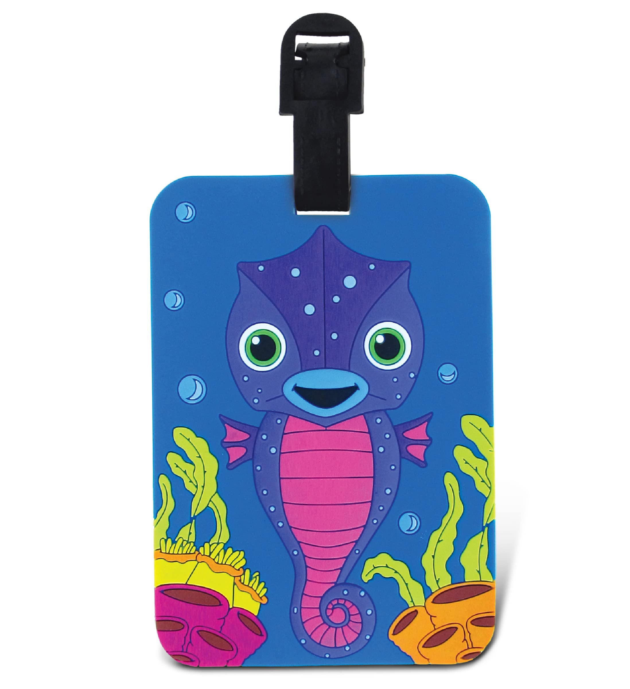 Puzzled Seahorse Luggage Tag - Unique Sea Horse Animal Travel ID Tags for Suitcase, Backpack & Sports Bags - Waterproof Cute Ocean Themed Luggage Labels for Men & Women - Perfect for Beach Vacations, Cruise Trips & Travel Identification