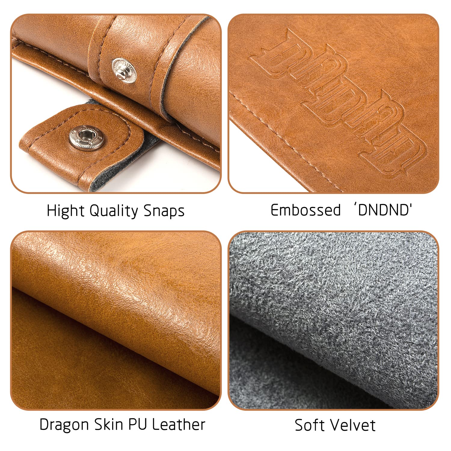 DNDND 2-in-1 Scroll Dice Mat - PU Leather & Velvet Gaming Mat for Dungeons & Dragons (DND D&D) | Dice Storage & Rolling Surface for Tabletop RPGs, Board Games & Roleplaying Adventures