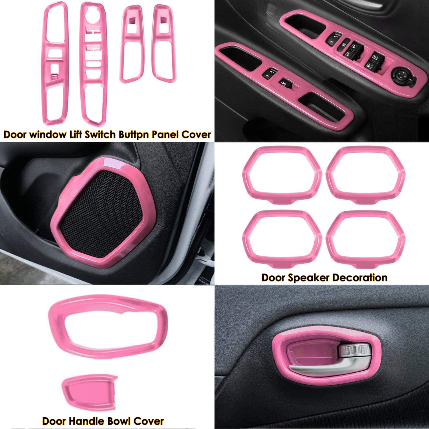 31-Piece Pink Car Interior Accessories Kit for Jeep Renegade 2015-2021 - AC Vent Covers, Door Speaker Grilles, Cup Holder Inserts, Headlight Switch & Window Button Covers | Premium Interior Upgrade for Style & Protection