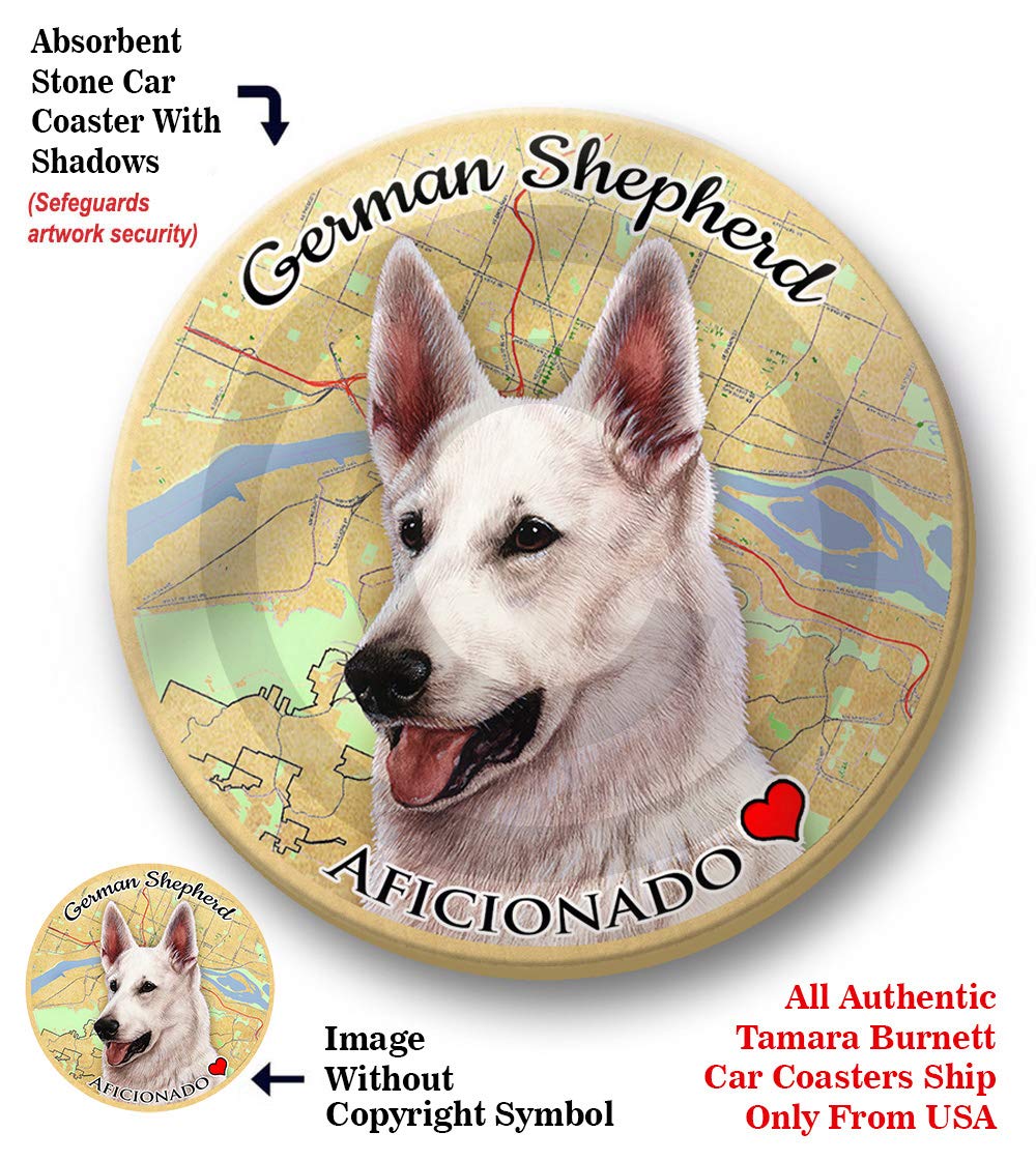 German Shepherd White Pet Coaster - Absorbent Ceramic Cup Holder for Cars & Home