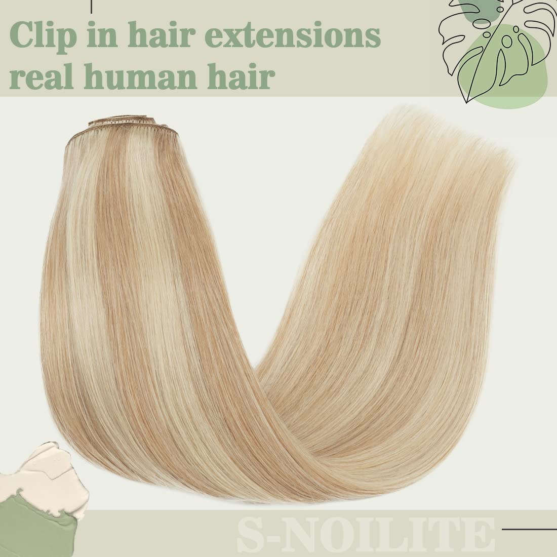 S-noilite 100% Remy Human Hair Clip-in Extensions – Balayage Double Weft, 8 Pieces 18 Clips (24 Inch, 170g, Ash Blonde/Bleach Blonde #18/613) – Thick & Silky Straight Hair for Volume & Styling – Perfect for Parties, Weddings & Everyday Glam